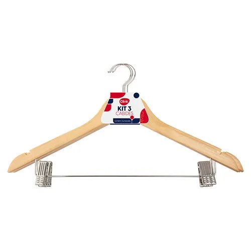 KIT 3 Cabides Madeira e Metal 45 cm x 26,5 cm x 1,2 cm — imagem 2
