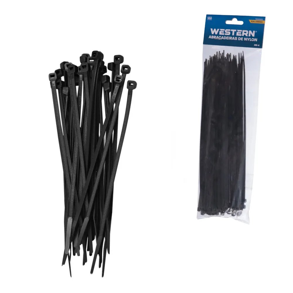 Jogo com 100 Abraçadeiras Preto 3,6x250mm — imagem 2