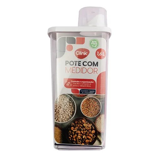 Pote Hermético com Medidor 1,6 L Plástico PET e PP 12,5 cm x 8,5 cm x 28,5 cm — imagem 2