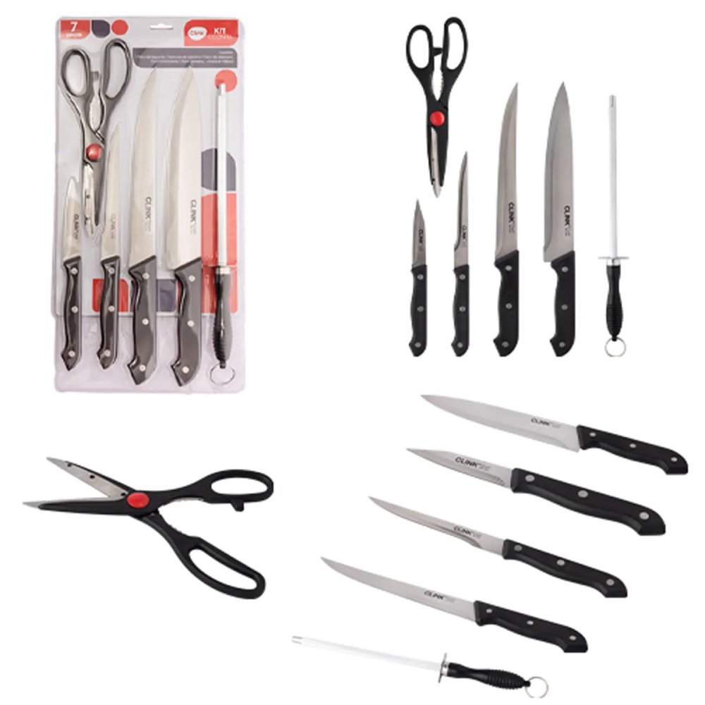 KIT Facas 7 Pçs Aço INOX e Plástico PP 33,5 cm x 3,8 cm x 1,3 cm — imagem 3