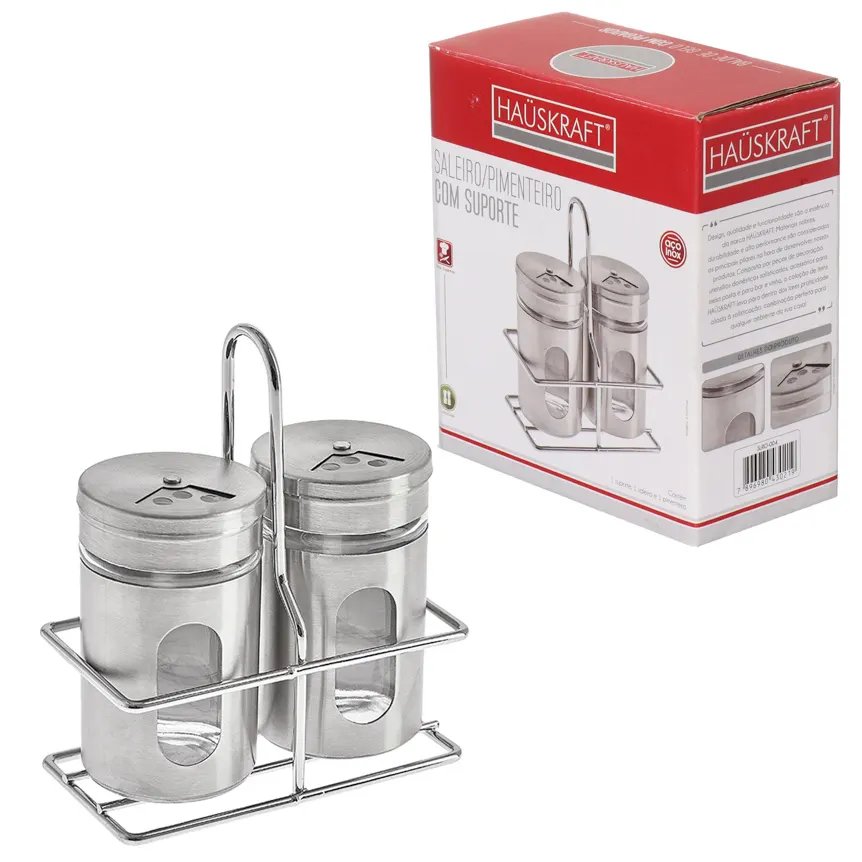 Saleiro/Pimenteiro com Suporte Inox 3 Peças — imagem 2
