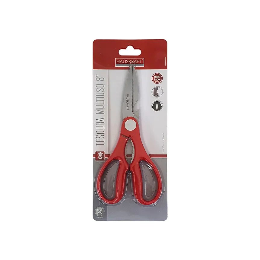 Tesoura Multiuso Inox Vermelha 8" — imagem 2
