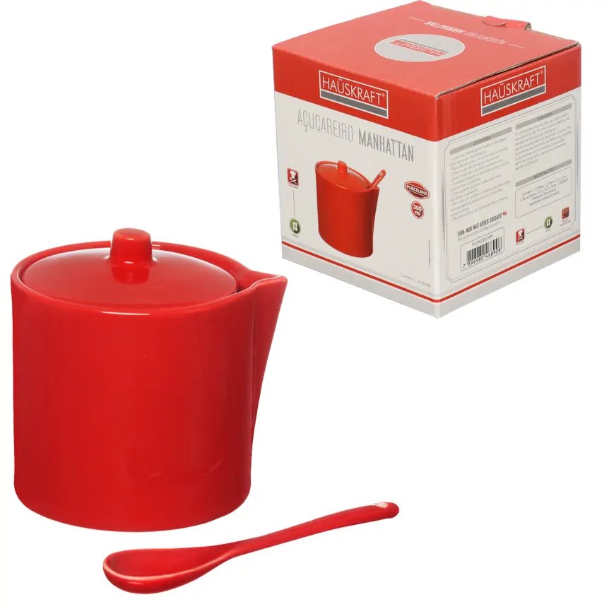 Açucareiro com Colher Manhã Vermelho 300ml — imagem 3