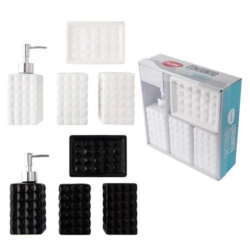 Conjunto Banheiro 4 Pçs Cerâmica Plástico — imagem 3