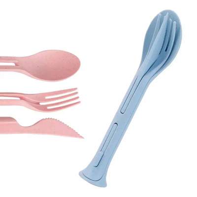 Kit de Talheres Portátil Fibra de Bambu 17cm