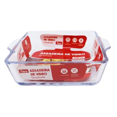 Assadeira Quadrada de Vidro 500ml