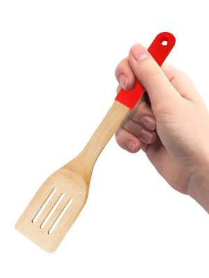 Espatula Furada de Bambu E Silicone