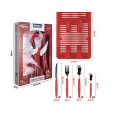 Conjunto Talheres Caprese Granito Vermelho 25P