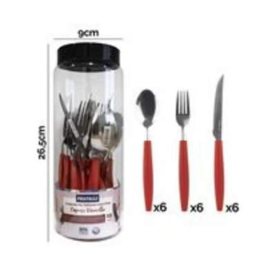 Conjunto de Talheres Caprese com Pote 19 Peças Vermelho