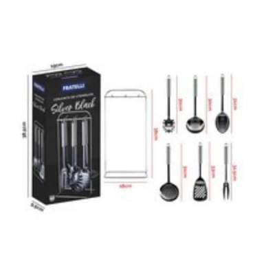 Conjunto de Utensilios Silver Black 7 Peças