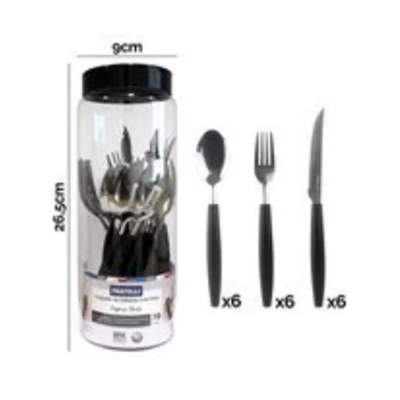 Conjunto de Talheres Caprese com Pote 19 Peças Preto