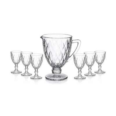 Conjunto Jarra e Tacas Vitral 7 Peças