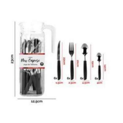 Conjunto Talheres 25 Peças Preto New Caprese Jarra