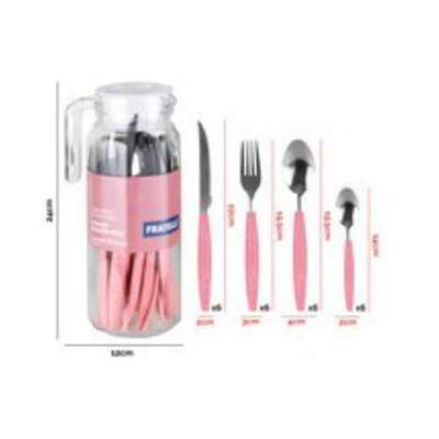 Conjunto Talher Caprese Wooden Rosa com Jarra 25 Peças