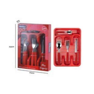 Conjunto Talheres 25 Peças Newcaprese com Sup Vermelho