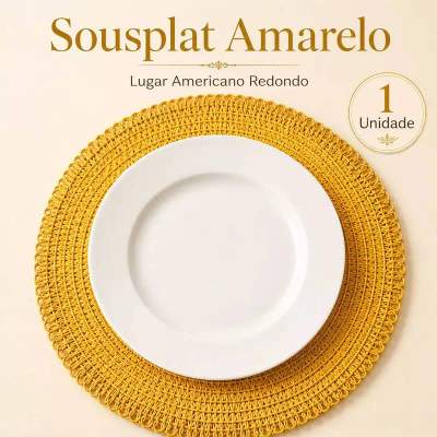 Lugar Americano Poliester Amarelo 38cm