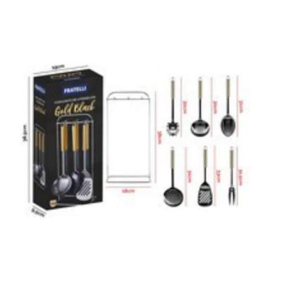 Conjunto de Utensilios Gold Black 7 Peças