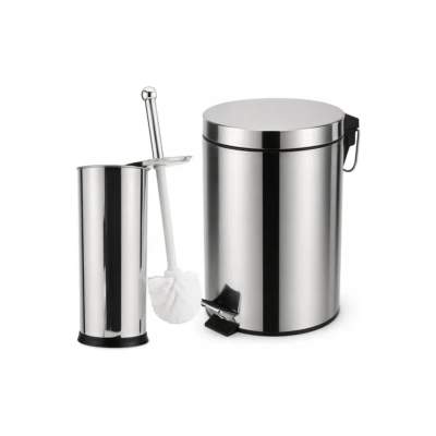 Kit Lixeira de Aço Inox e Escova Sanitária