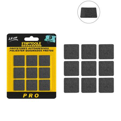 Protetor Auto Adesivo Poliéster Quadrado Preto 2,6cm 9Pçs