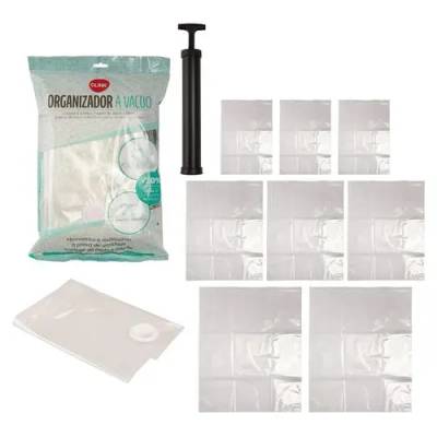 KIT 9 Pçs Saco A Vácuo Bomba Plástico PET e Pé 80 cm x 100 cm x 0,01 cm