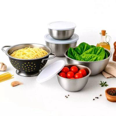 Conjunto de Utensilios: Bowl, Escorredor E Potes