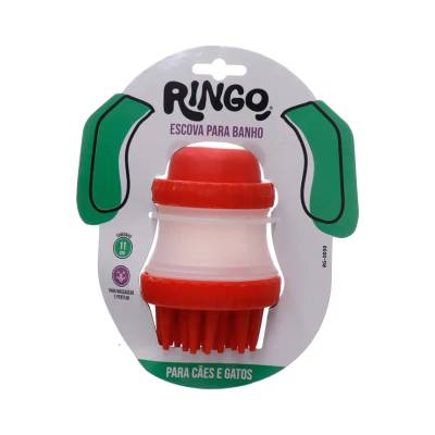 Escova Massageadora Banho Vermelha 11cm