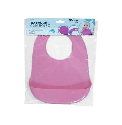 Babador Silicone Bolso Rosa