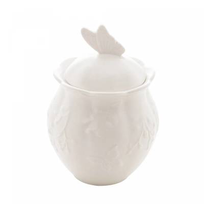 Açucareiro com Tampa New Bone Butterfly Flower 370ml Porcelana