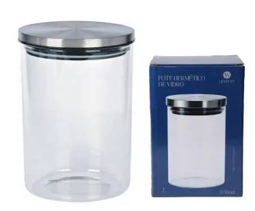 Pote Hermético Redondo 950ml com Tampa de Aço Inox