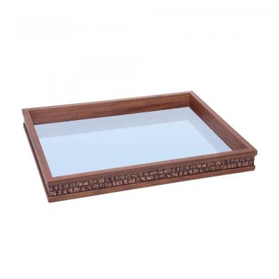 Bandeja com Espelho Rustic 41cm x 31cm x 5cm Madeira