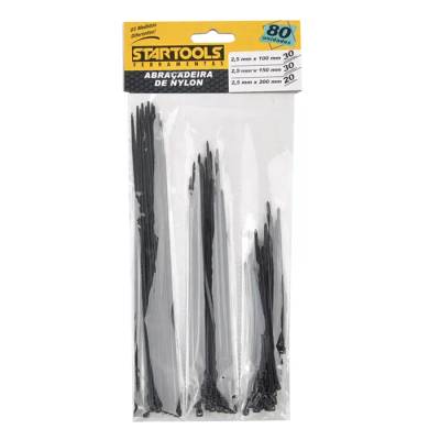 Abraçadeira Nylon 2,5Mm X 100/150/200Mm - 80 Pçs