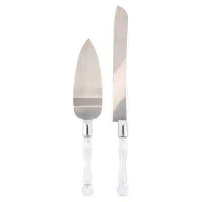 KIT Faca Espátula Bolo Aço INOX Acrílico