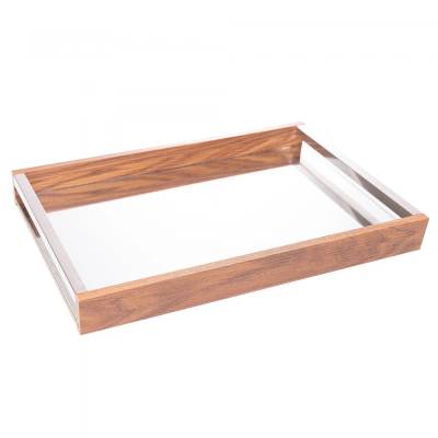 Bandeja com Espelho Branch 45cm x 30cm Madeira