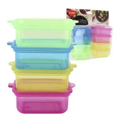 Conjunto 8 Mini Potes Retangulares 50 ml Plástico 7 cm x 5,5 cm