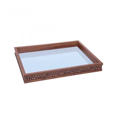 Bandeja com Espelho Rustic 20cm x 30cm x 5cm Madeira