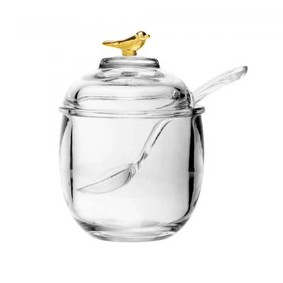 Açucareiro com Tampa e Colher Golden Bird 150ml Cristal Ecológico