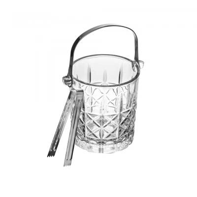 Balde para Gelo com Pegador Flor de Lotús 15cm x 13cm x 14cm Cristal