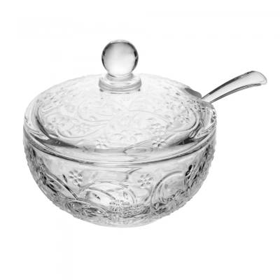 Açucareiro com Tampa e Colher Daisy 200ml Cristal