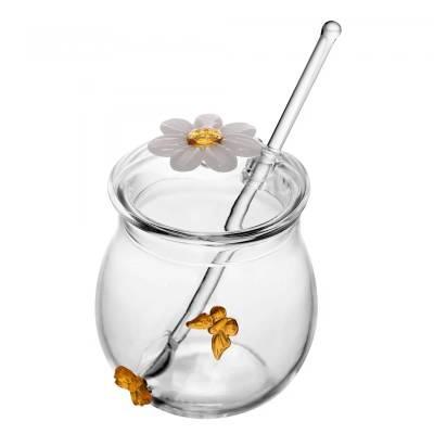 Açucareiro com Tampa e Colher Sun Garden 270ml Vidro Borossilicato