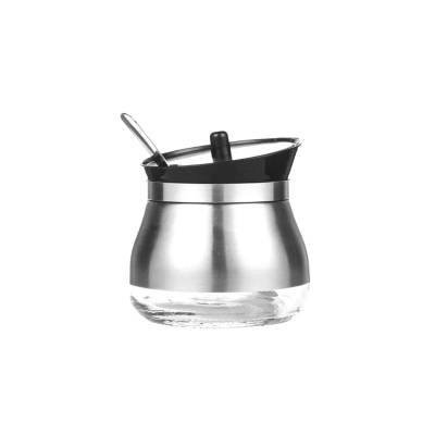 Açucareiro de Inox e Vidro 250ml 9x8,5cm