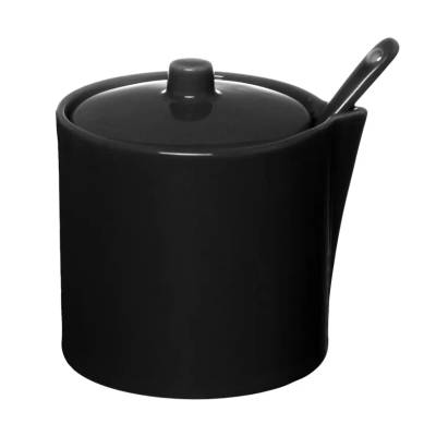 Açucareiro com Colher Manhã Preto 300ml