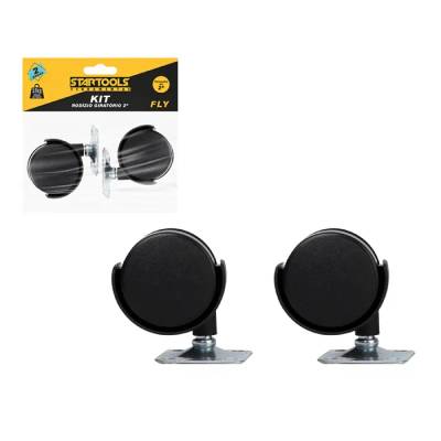 Kit de Rodízio Giratório Preto 2” com 2 Peças