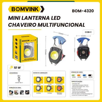 Mini Lanterna LED Chaveiro Multifuncional