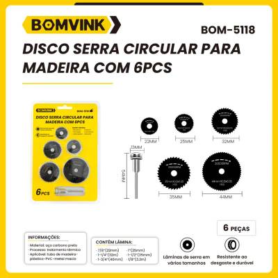 Disco Serra Circular para Madeira com 6 Peças