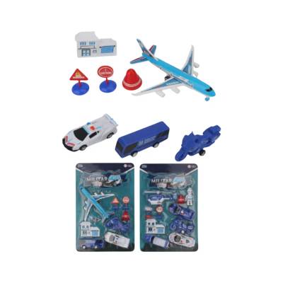 Carrinho Policia Pull Back Kit 8 Peças