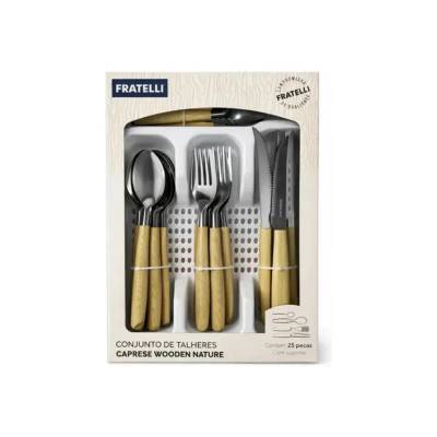 Conjunto Talheres 25 Peças Caprese Wooden com Sup Natu