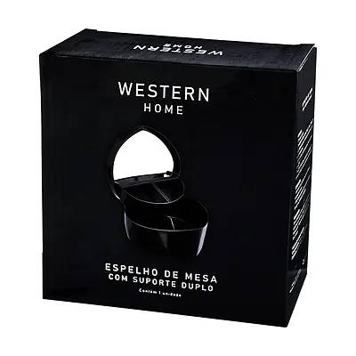 Espelho de Mesa com Suporte Duplo 13,5cm Preto