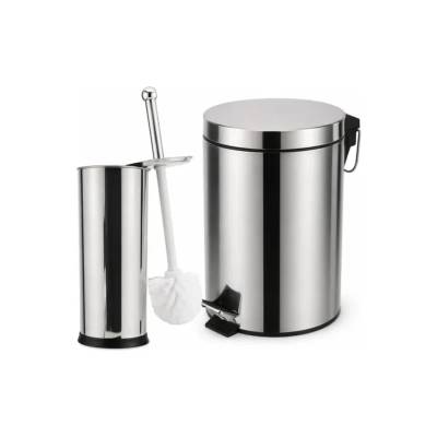 Kit Lixeira de Aço Inox 12L + Escova Sanitária