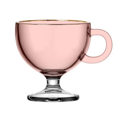 Caneca Muse Rosa com Borda Dourada 200ml 6 Peças