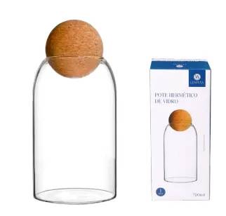 Pote Hermético 700ml com Tampa de Cortiça